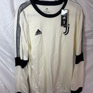 Adidas Juventus Men's Long Sleeve Cream and Black Tee